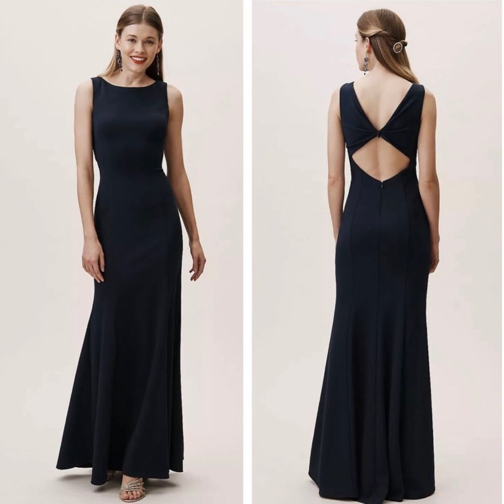 NWT BHLDN Misty Navy Blue Maxi Dress Gown Size 12